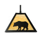 Meyda Lighting Lone Bear 12" Textured Black Mini Pendant Light With Beige Art Shade Glass