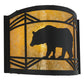 Meyda Lighting Lone Bear 12" Textured Black Wall Sconce With Amber Mica Shade Glass