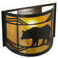 Meyda Lighting Lone Bear 12" Textured Black Wall Sconce With Amber Mica Shade Glass