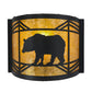 Meyda Lighting Lone Bear 12" Textured Black Wall Sconce With Amber Mica Shade Glass