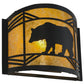 Meyda Lighting Lone Bear 12" Textured Black Wall Sconce With Amber Mica Shade Glass