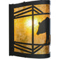 Meyda Lighting Lone Bear 12" Textured Black Wall Sconce With Amber Mica Shade Glass