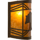 Meyda Lighting Lone Bear 12" Timeless Bronze Wall Sconce With Amber Mica Shade Glass