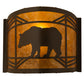 Meyda Lighting Lone Bear 12" Timeless Bronze Wall Sconce With Amber Mica Shade Glass