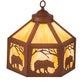 Meyda Lighting Lone Bear 13" Rust Fan Light With Beige Iridescent Shade Glass