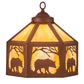 Meyda Lighting Lone Bear 13" Rust Fan Light With Beige Iridescent Shade Glass