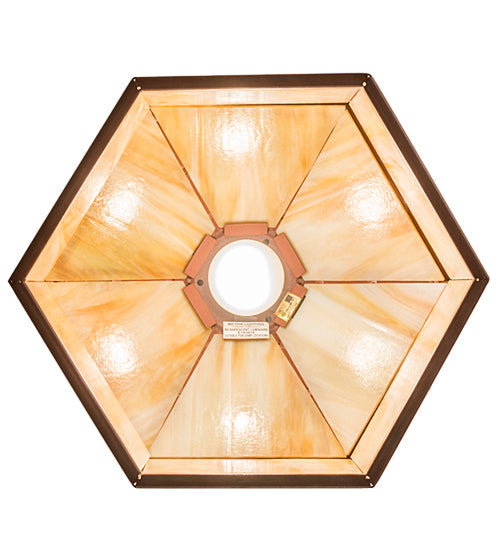 Meyda Lighting Lone Bear 13" Rust Fan Light With Beige Iridescent Shade Glass
