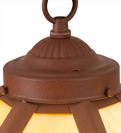 Meyda Lighting Lone Bear 13" Rust Fan Light With Beige Iridescent Shade Glass