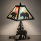Meyda Lighting Lone Bear 15" Textured Black Accent Table Lamp With Jade Purple Shade Glass