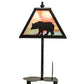 Meyda Lighting Lone Bear 15" Textured Black Accent Table Lamp With Jade Purple Shade Glass