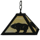Meyda Lighting Lone Bear 17" Textured Black Pendant Light With Beige Art Shade Glass