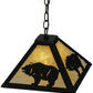 Meyda Lighting Lone Bear 17" Textured Black Pendant Light With Beige Art Shade Glass