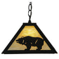 Meyda Lighting Lone Bear 17" Textured Black Pendant Light With Beige Art Shade Glass