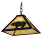 Meyda Lighting Lone Bear 17" Textured Black Pendant Light With Beige Art Shade Glass