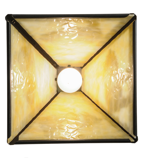 Meyda Lighting Lone Bear 17" Textured Black Pendant Light With Beige Art Shade Glass