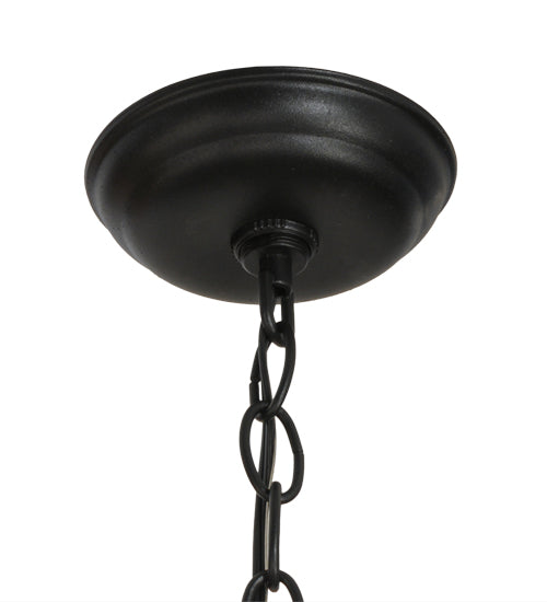 Meyda Lighting Lone Bear 17" Textured Black Pendant Light With Beige Art Shade Glass