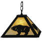 Meyda Lighting Lone Bear 17" Textured Black Pendant Light With Beige Art Shade Glass