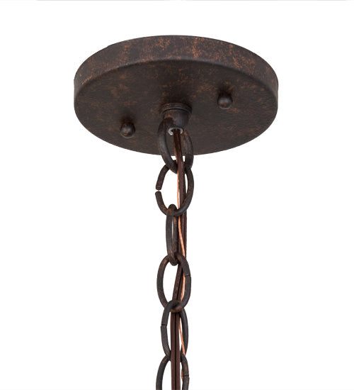 Meyda Lighting Lone Bear 20" Cajun Spice Pendant Light With Amber Mica Shade Glass
