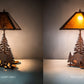 Meyda Lighting Lone Bear 21" 2-Light Rust Table Lamp With Amber Mica Shade Glass