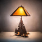 Meyda Lighting Lone Bear 21" 2-Light Rust Table Lamp With Amber Mica Shade Glass