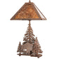 Meyda Lighting Lone Bear 21" 2-Light Rust Table Lamp With Amber Mica Shade Glass