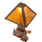 Meyda Lighting Lone Bear 21" 2-Light Rust Table Lamp With Amber Mica Shade Glass