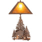 Meyda Lighting Lone Bear 21" 2-Light Rust Table Lamp With Amber Mica Shade Glass