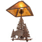 Meyda Lighting Lone Bear 21" 2-Light Rust Table Lamp With Amber Mica Shade Glass