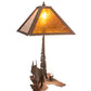 Meyda Lighting Lone Bear 21" 2-Light Rust Table Lamp With Amber Mica Shade Glass