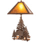 Meyda Lighting Lone Bear 21" 2-Light Rust Table Lamp With Amber Mica Shade Glass