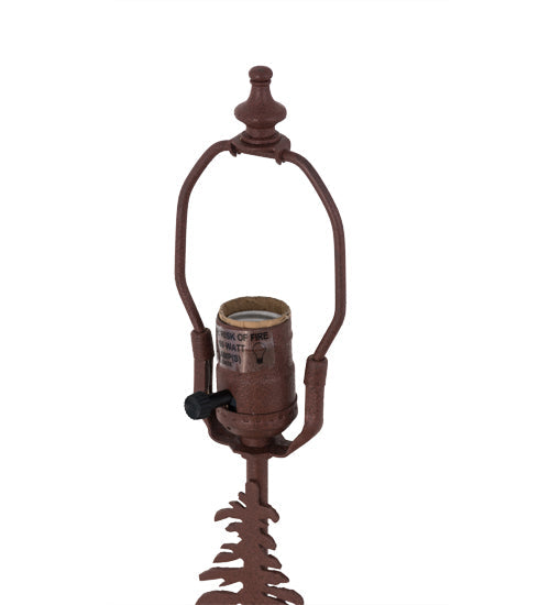 Meyda Lighting Lone Bear 21" 2-Light Rust Table Lamp With Silver Mica Shade Glass and Lighted Base
