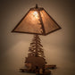 Meyda Lighting Lone Bear 21" 2-Light Rust Table Lamp With Silver Mica Shade Glass and Lighted Base