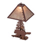 Meyda Lighting Lone Bear 21" 2-Light Rust Table Lamp With Silver Mica Shade Glass and Lighted Base