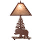 Meyda Lighting Lone Bear 21" 2-Light Rust Table Lamp With Silver Mica Shade Glass and Lighted Base