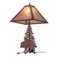 Meyda Lighting Lone Bear 21" 2-Light Rust Table Lamp With Silver Mica Shade Glass and Lighted Base