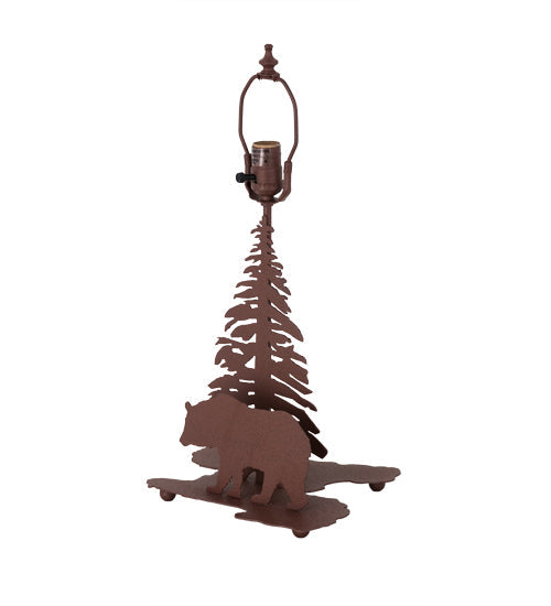 Meyda Lighting Lone Bear 21" 2-Light Rust Table Lamp With Silver Mica Shade Glass and Lighted Base