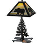 Meyda Lighting Lone Bear 22" 2-Light Textured Black Table Lamp With Jade Purple Art Shade Glass
