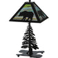 Meyda Lighting Lone Bear 22" 2-Light Textured Black Table Lamp With Jade Purple Art Shade Glass