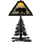 Meyda Lighting Lone Bear 22" 2-Light Textured Black Table Lamp With Jade Purple Art Shade Glass
