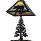 Meyda Lighting Lone Bear 22" 2-Light Textured Black Table Lamp With Jade Purple Art Shade Glass