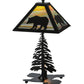 Meyda Lighting Lone Bear 22" 2-Light Textured Black Table Lamp With Jade Purple Art Shade Glass