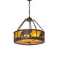 Meyda Lighting Lone Bear 22" 4-Light Timeless Bronze Inverted Pendant Light With Amber Mica Shade Glass