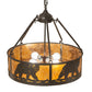 Meyda Lighting Lone Bear 22" 4-Light Timeless Bronze Inverted Pendant Light With Amber Mica Shade Glass