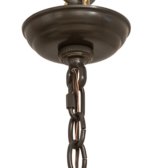 Meyda Lighting Lone Bear 22" 4-Light Timeless Bronze Inverted Pendant Light With Amber Mica Shade Glass