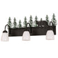 Meyda Lighting Lone Bear 27" 3-Light Textured Black Vanity Light With White Opal Shade Glass