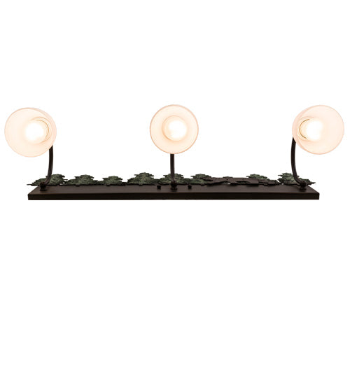 Meyda Lighting Lone Bear 27" 3-Light Textured Black Vanity Light With White Opal Shade Glass