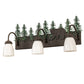 Meyda Lighting Lone Bear 27" 3-Light Timeless Bronze & Green Trees Wall Sconce With White Opal Shade Glass