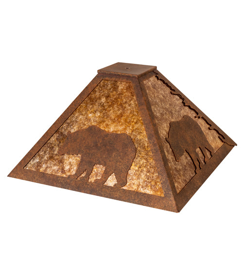 Meyda Lighting Lone Bear 34" Antique Rust Frame With Amber Mica Shade Glass