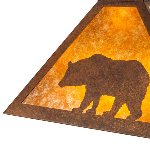 Meyda Lighting Lone Bear 34" Antique Rust Frame With Amber Mica Shade Glass