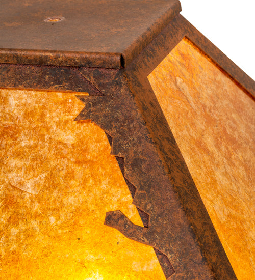 Meyda Lighting Lone Bear 34" Antique Rust Frame With Amber Mica Shade Glass